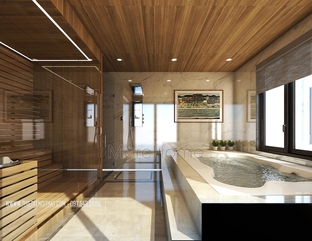 Thiết kế nội thất phòng tắm biệt thự Vinhomes Riverside Long Biên Hà Nội